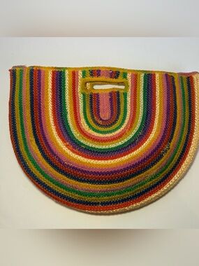 Fabulous MJ New York Rainbow Woven Half-Moon Tote Bag
